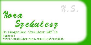 nora szekulesz business card